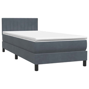Letto a Molle con Materasso e LED-Struttura Letto con Materasso Grigio Scuro 80x220 cm Velluto 948581