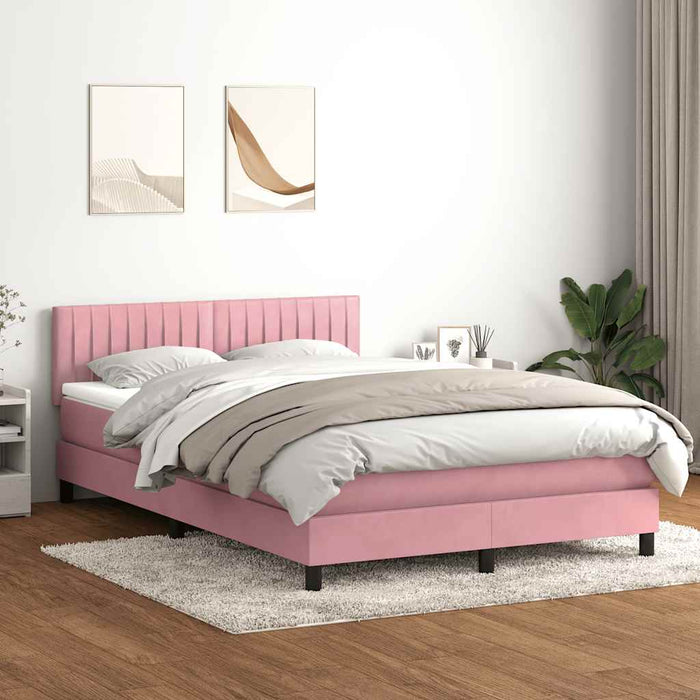vidaXL Giroletto a Molle con Materasso Rosa 140x220 cm in Velluto