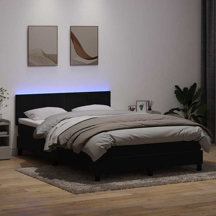 Letto a Molle con Materasso e LED Nero 160x220 cm in Velluto 3317129