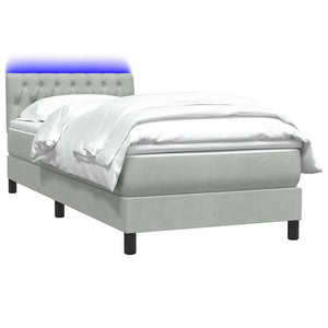 Letto a Molle con Materasso e LED-Struttura Letto con Materasso Grigio Chiaro 80x210 cm Velluto 693480