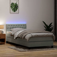 Letto a Molle con Materasso e LED-Struttura Letto con Materasso Grigio Chiaro 80x210 cm Velluto 693480