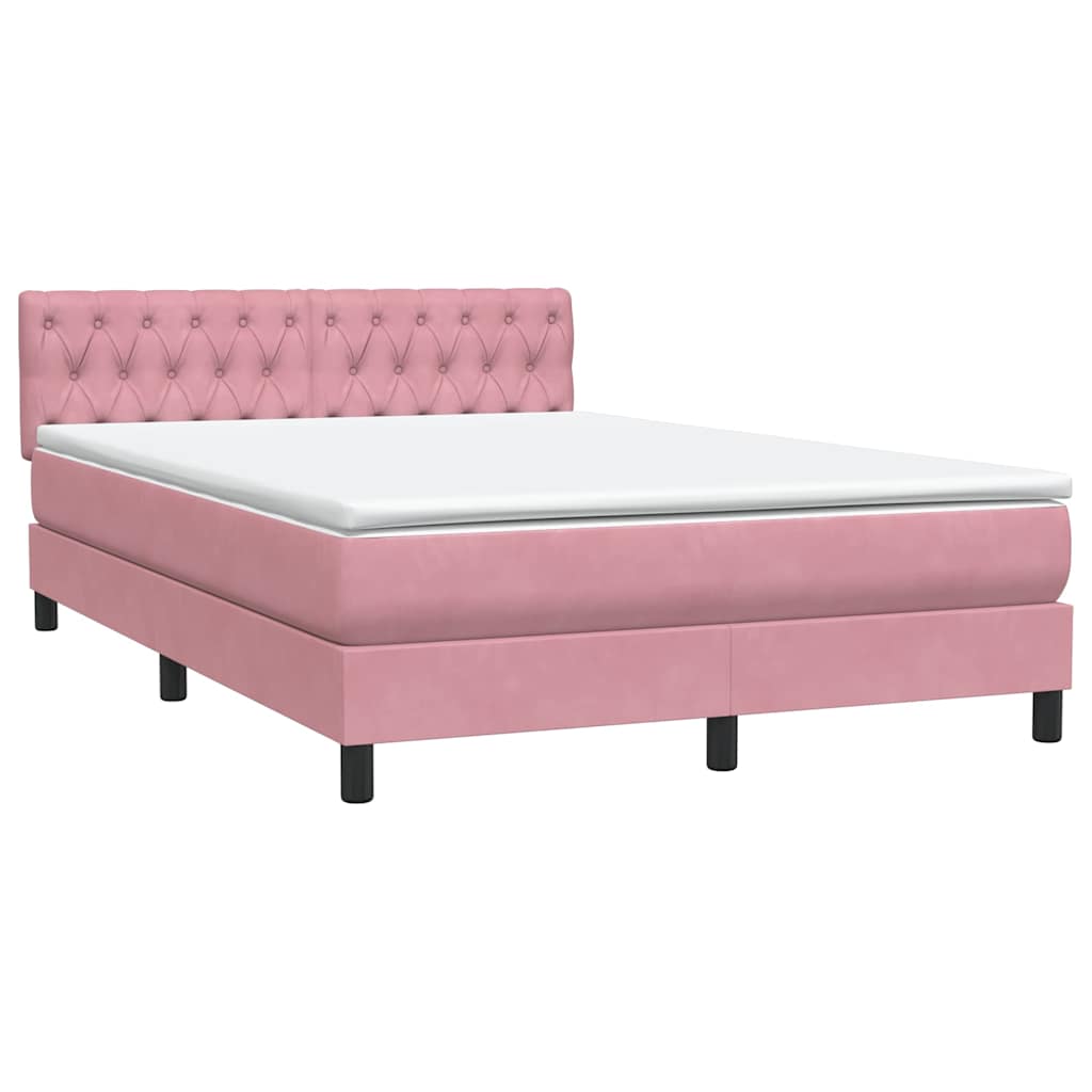 Letto a Molle con Materasso e LED Rosa 160x210 cm in Velluto 3317180