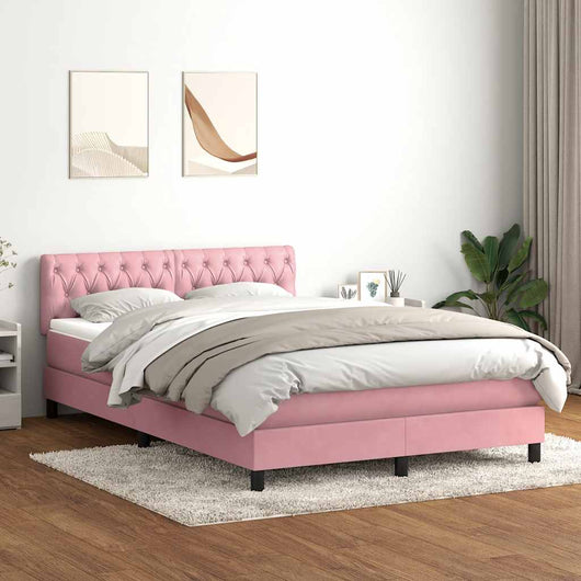 Letto a Molle con Materasso e LED Rosa 160x210 cm in Velluto 3317180