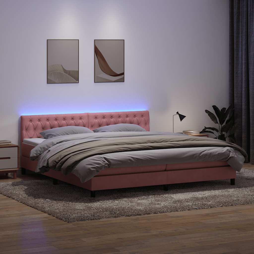 vidaXL Giroletto a Molle con Materasso Rosa 180x210 cm in Velluto