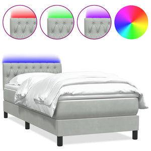 Letto a Molle con Materasso e LED-Struttura Letto con Materasso Grigio Chiaro 80x220 cm Velluto 670870