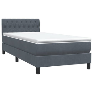 Letto a Molle con Materasso e LED-Struttura Letto con Materasso Grigio Scuro 80x220 cm Velluto 429199