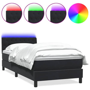 Letto a Molle con Materasso e LED-Struttura Letto con Materasso Nero 80x220 cm Velluto 492307