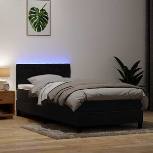 Letto a Molle con Materasso e LED-Struttura Letto con Materasso Nero 80x220 cm Velluto 492307