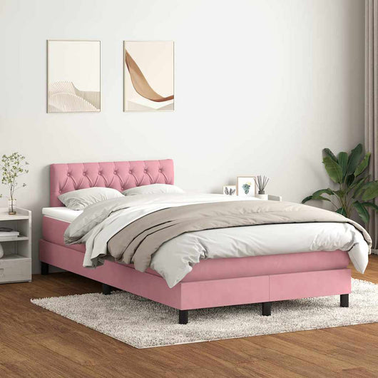 vidaXL Giroletto a Molle con Materasso Rosa 120x220 cm in Velluto