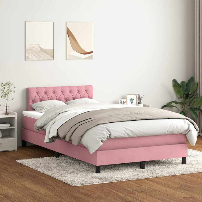 vidaXL Giroletto a Molle con Materasso Rosa 120x220 cm in Velluto