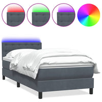 Letto a Molle con Materasso e LED-Struttura Letto con Materasso Grigio Scuro 80x210 cm Velluto 337308