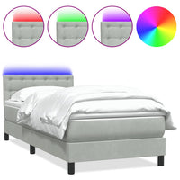 Letto a Molle con Materasso e LED-Struttura Letto con Materasso grigio chiaro 90x210 cm Velluto 305549