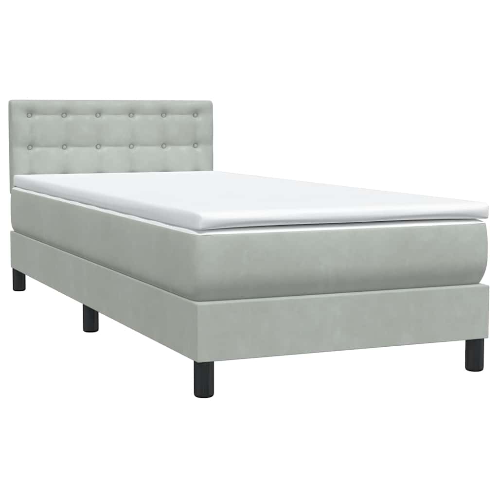 Letto a Molle con Materasso e LED-Struttura Letto con Materasso grigio chiaro 90x210 cm Velluto 305549