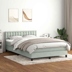 Letto a Molle con Materasso e LED Grigio Chiaro 160x210cm Velluto 3317271