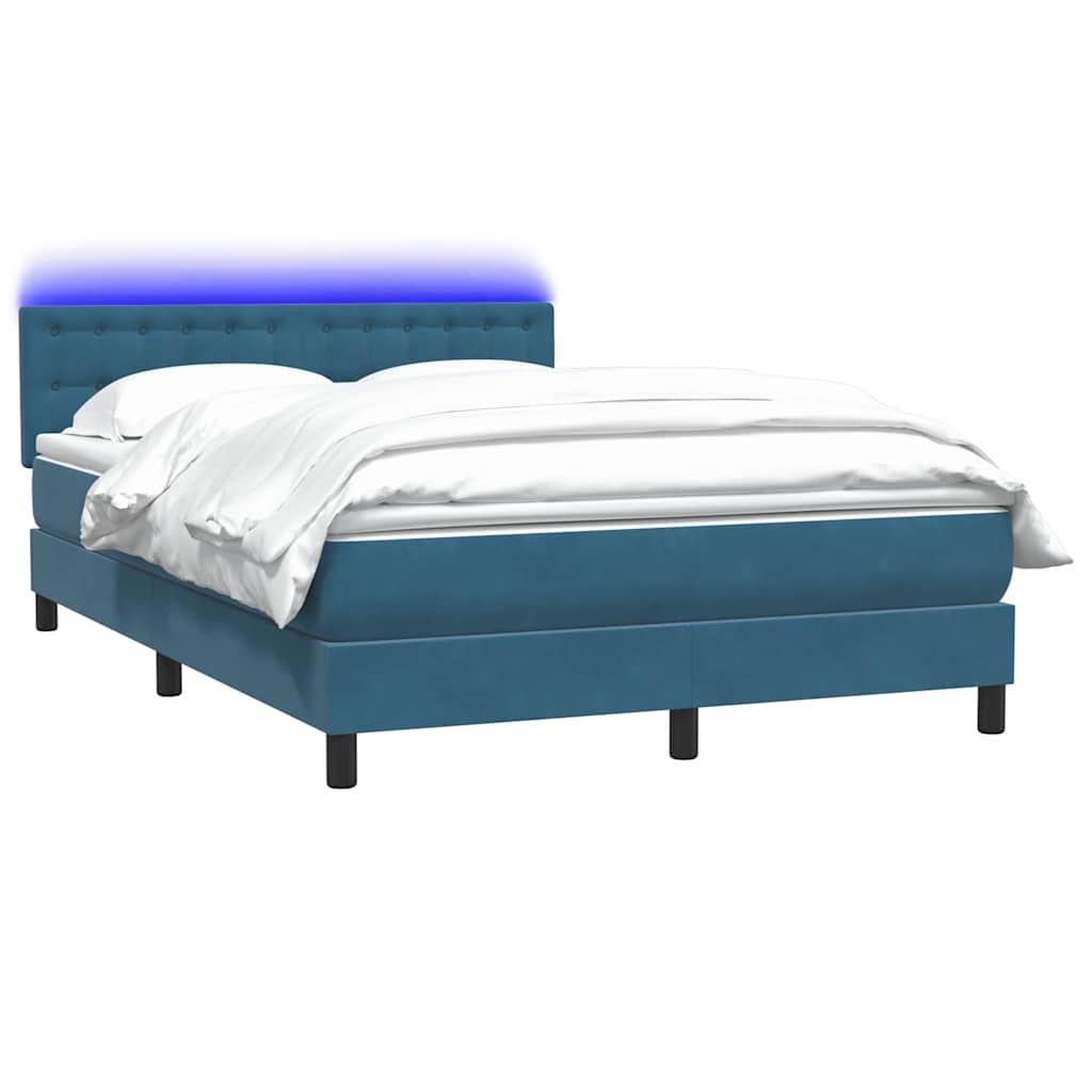 Letto a Molle con Materasso e LED Blu Scuro 160x210 cm in Velluto 3317275