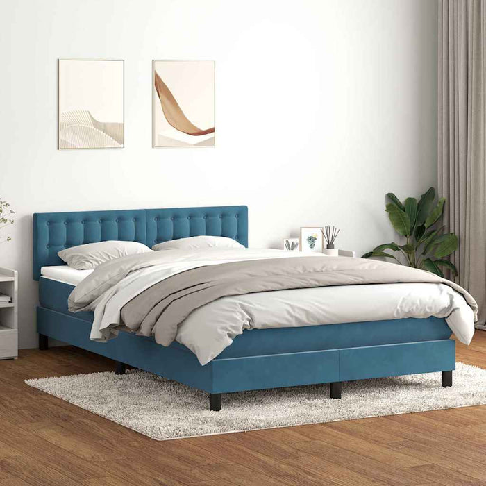 Letto a Molle con Materasso e LED Blu Scuro 160x210 cm in Velluto 3317275