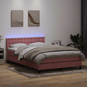 vidaXL Giroletto a Molle con Materasso Rosa 160x210 cm in Velluto