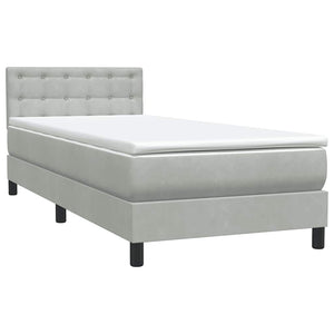 Letto a Molle con Materasso e LED-Struttura Letto con Materasso Grigio Chiaro 90x220 cm Velluto 684789