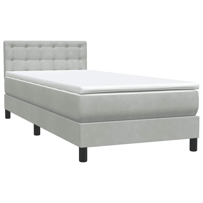 Letto a Molle con Materasso e LED-Struttura Letto con Materasso Grigio Chiaro 90x220 cm Velluto 684789