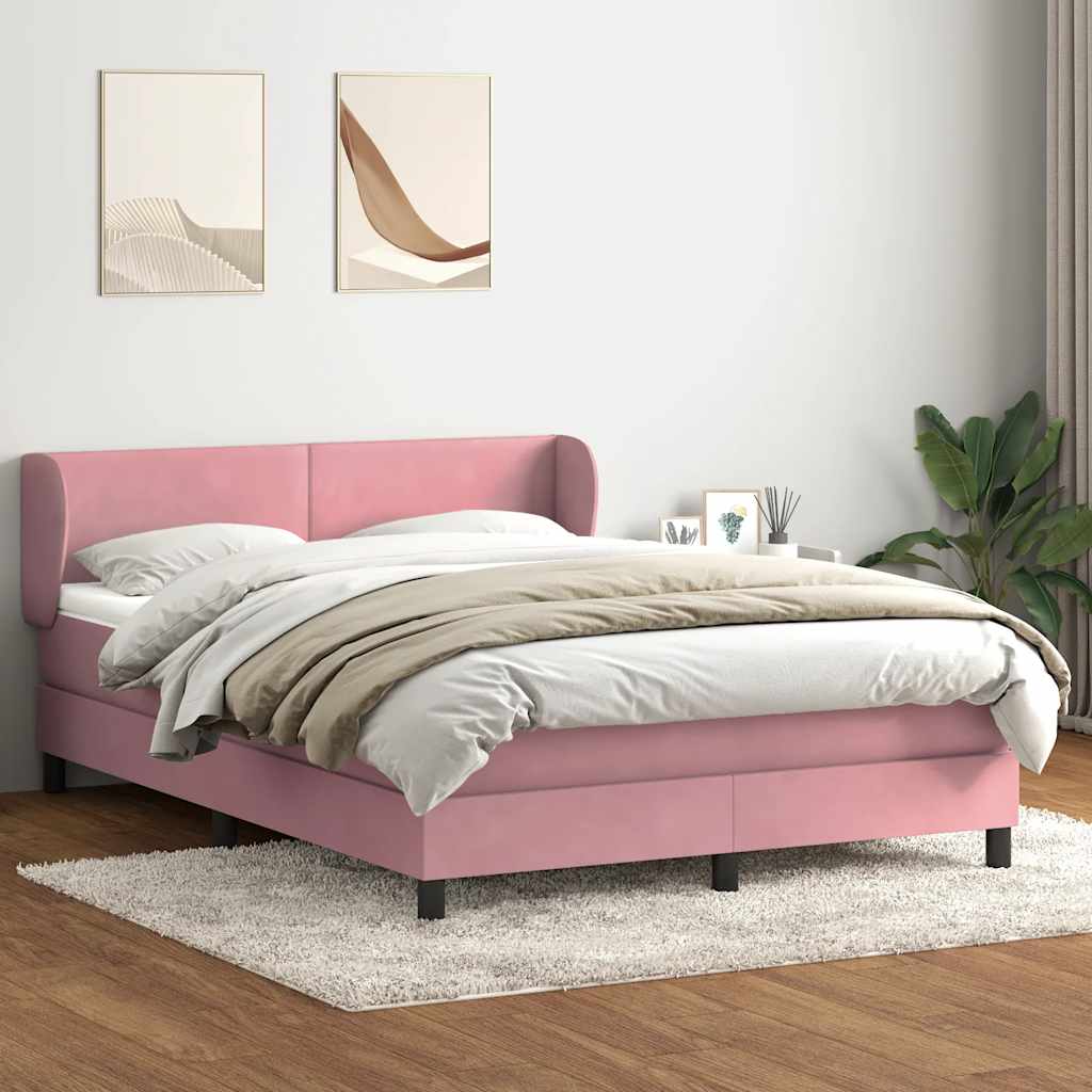 vidaXL Giroletto a Molle con Materasso Rosa 160x220 cm in Velluto