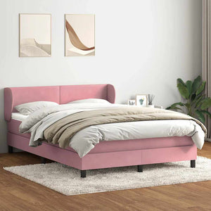 vidaXL Giroletto a Molle con Materasso Rosa 160x220 cm in Velluto