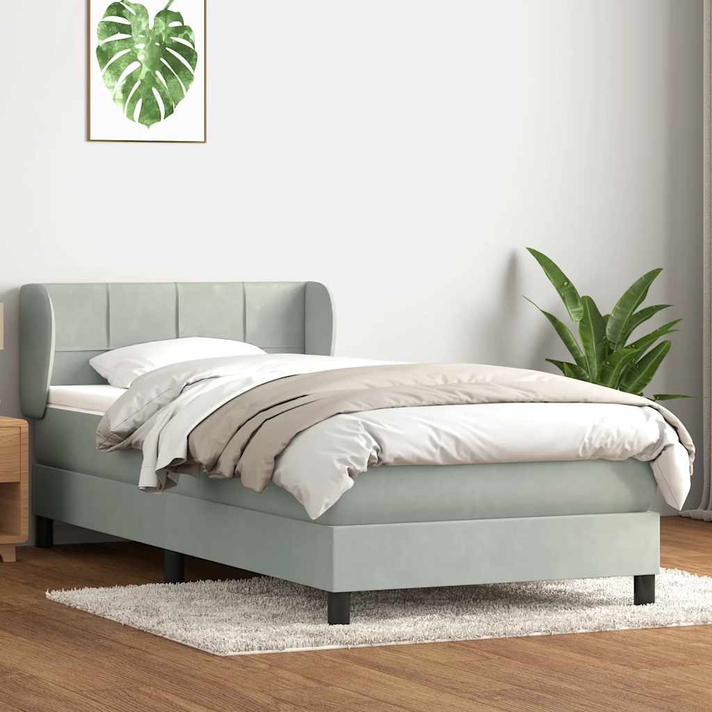 vidaXL Giroletto a Molle con Materasso Grigio Chiaro 90x220 cm Velluto