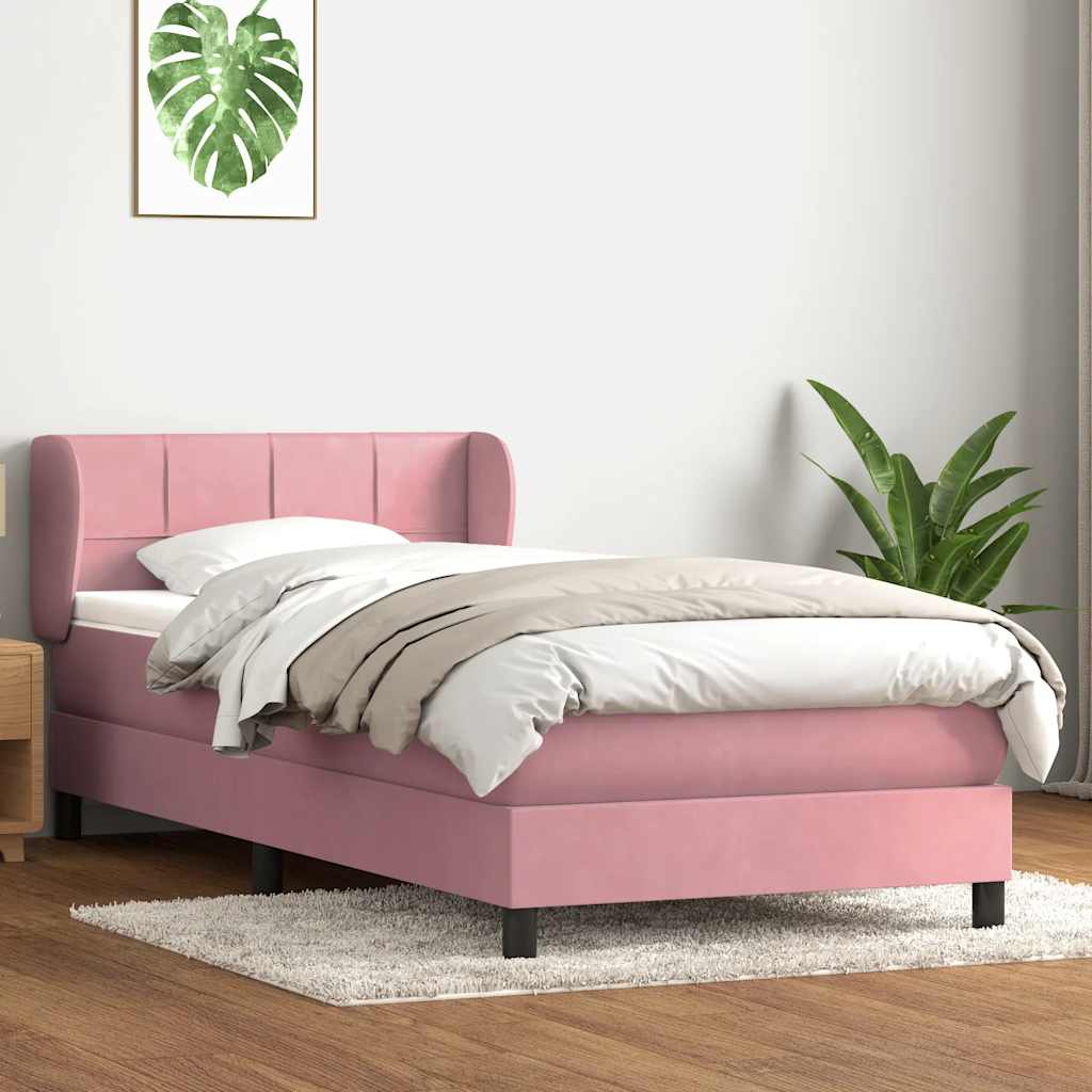 vidaXL Giroletto a Molle con Materasso Rosa 100x220 cm in Velluto
