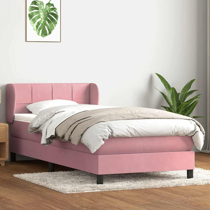 vidaXL Giroletto a Molle con Materasso Rosa 100x220 cm in Velluto