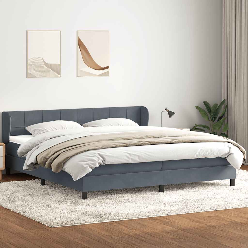 vidaXL Giroletto a Molle con Materassi Grigio Scuro 180x220 cm Velluto