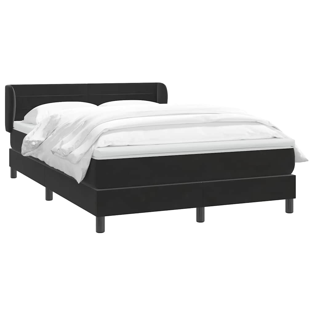 vidaXL Giroletto a Molle con Materasso Nero 140x210 cm in Velluto