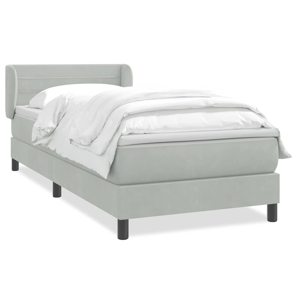 vidaXL Giroletto a Molle con Materasso Grigio Chiaro 90x220 cm Velluto
