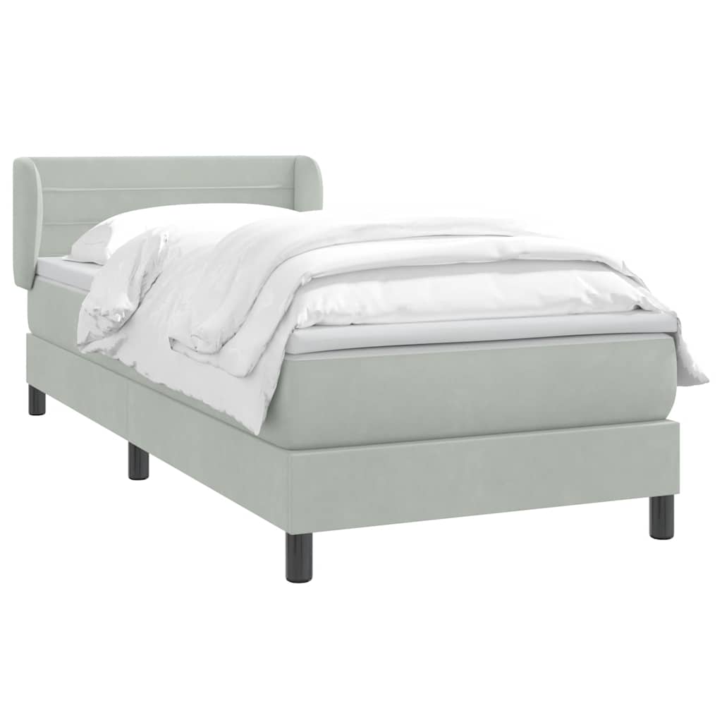 vidaXL Giroletto a Molle con Materasso Grigio Chiaro 90x220 cm Velluto