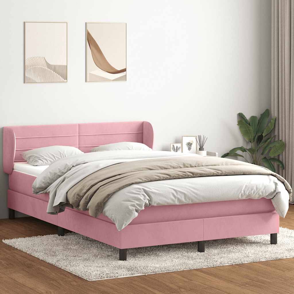 vidaXL Giroletto a Molle con Materasso Rosa 140x220 cm in Velluto