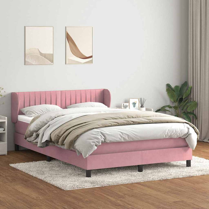 vidaXL Giroletto a Molle con Materasso Rosa 140x210 cm in Velluto
