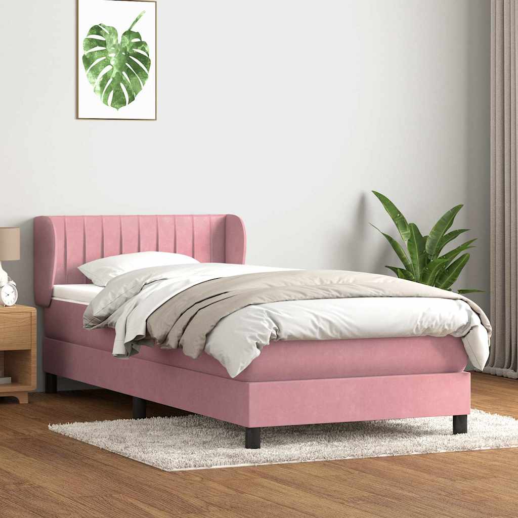 vidaXL Giroletto a Molle con Materasso Rosa 90x220 cm Velluto