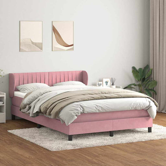 vidaXL Giroletto a Molle con Materasso Rosa 160x220 cm in Velluto