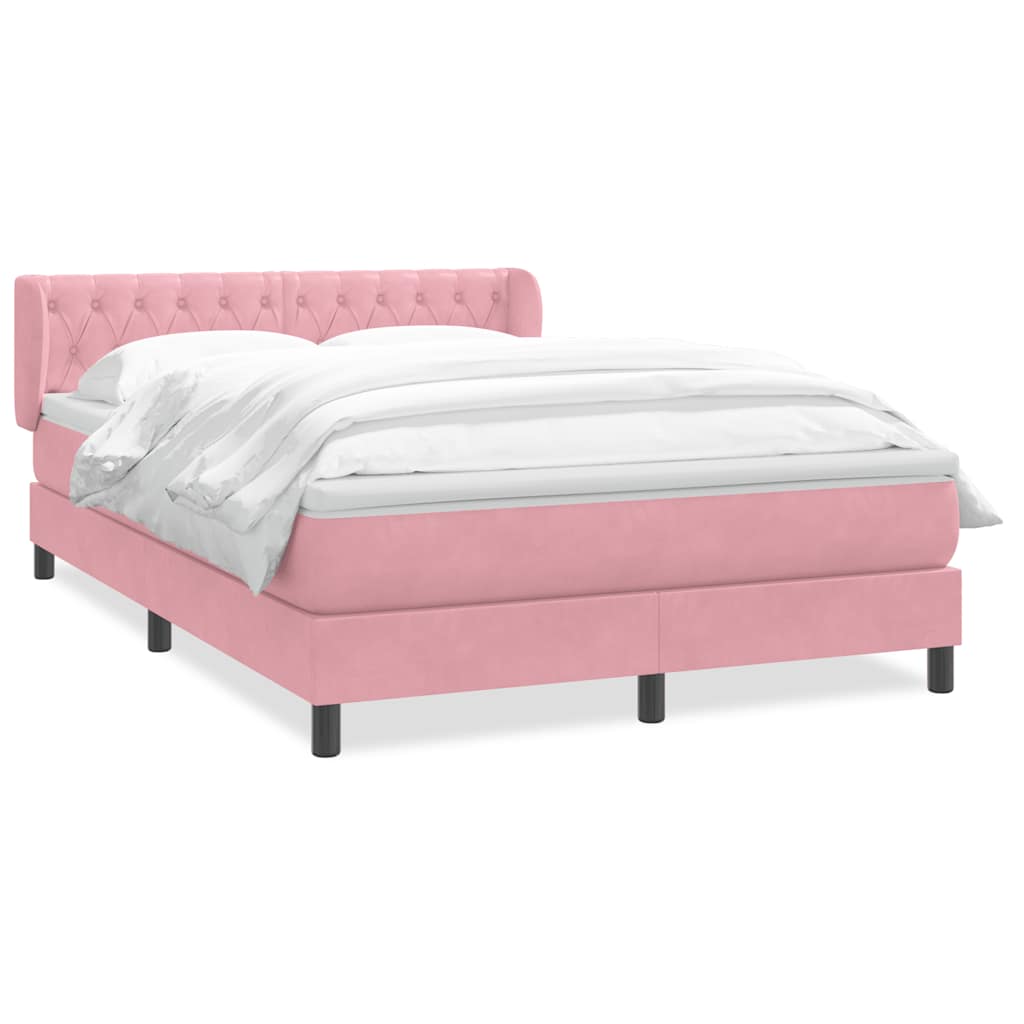 vidaXL Giroletto a Molle con Materasso Rosa 160x210 cm in Velluto