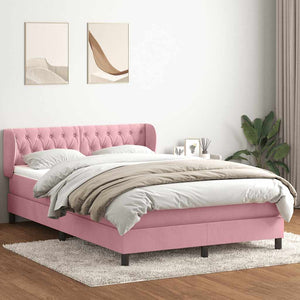 vidaXL Giroletto a Molle con Materasso Rosa 160x220 cm in Velluto
