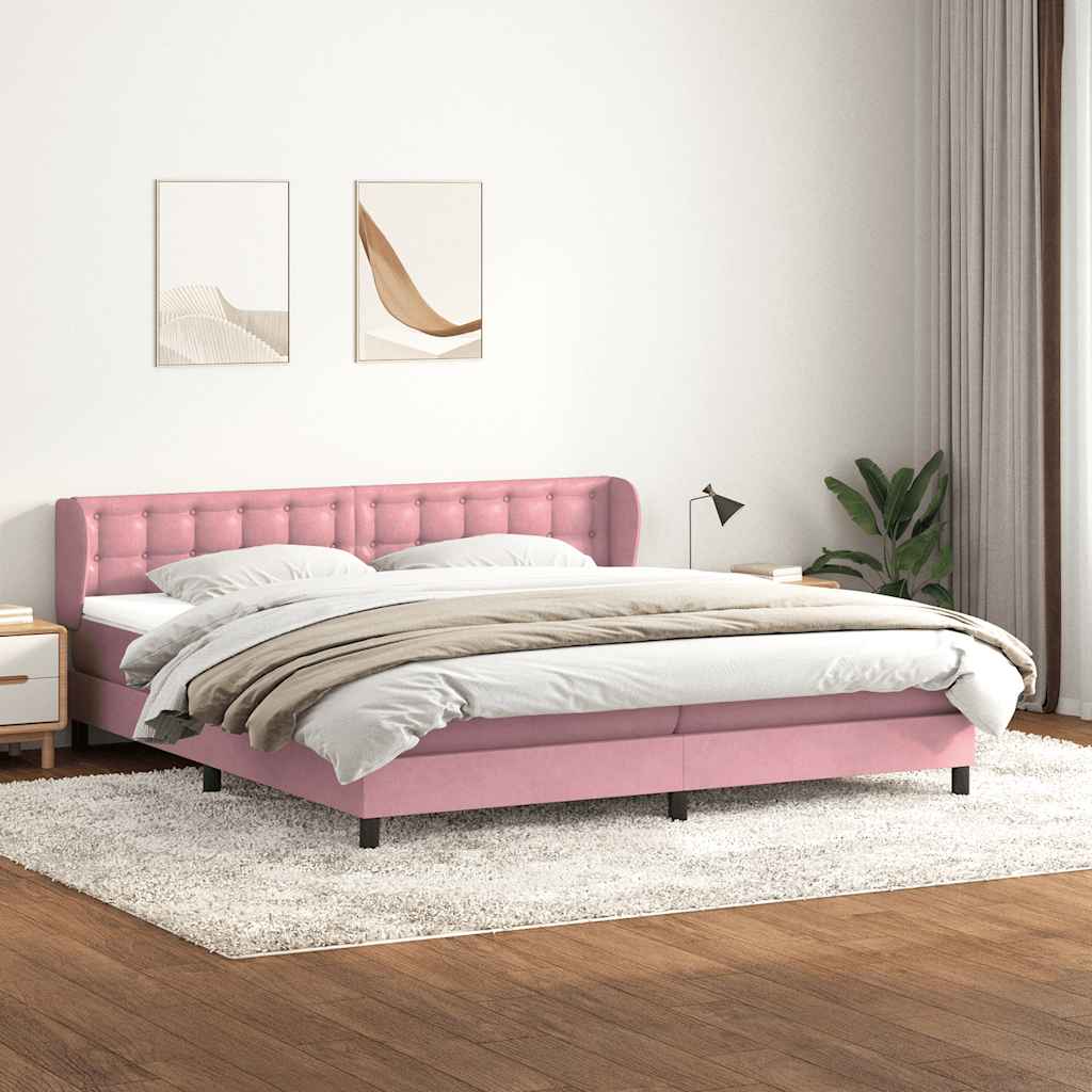 vidaXL Giroletto a Molle con Materassi Rosa 180x210 cm in Velluto