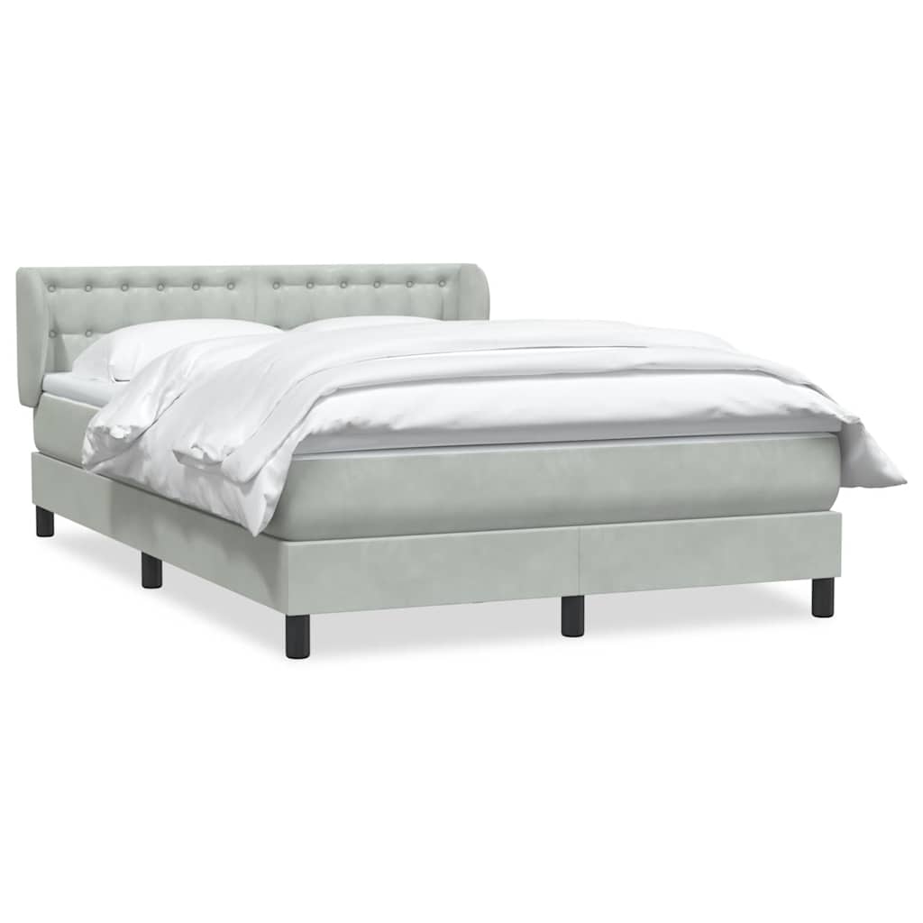 vidaXL Giroletto a Molle con Materasso Grigio Chiaro 160x220cm Velluto
