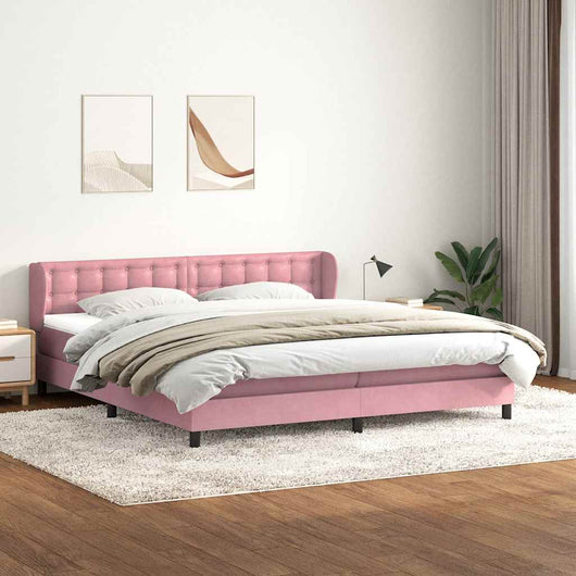 vidaXL Giroletto a Molle con Materassi Rosa 200x220 cm in Velluto