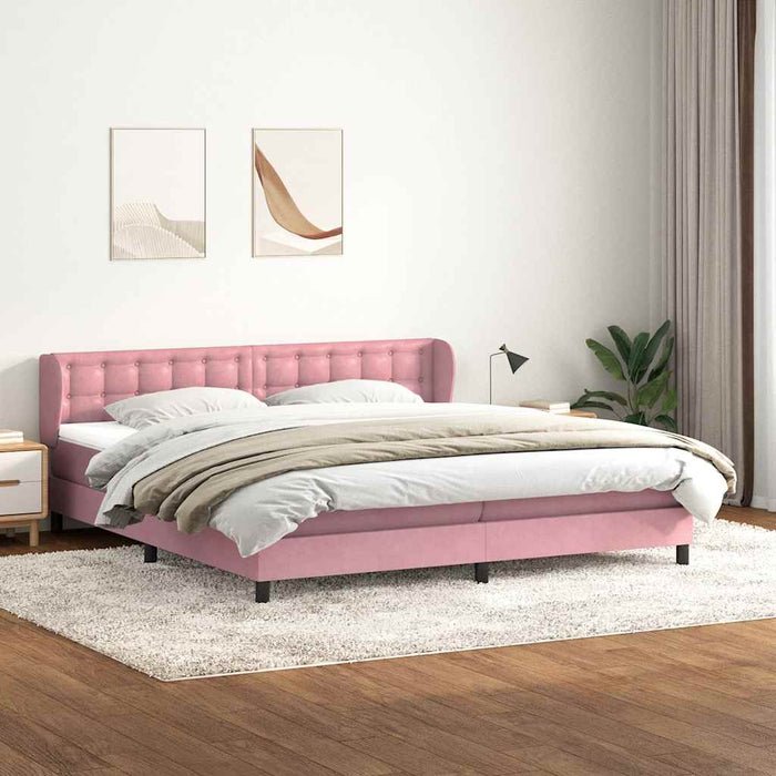 vidaXL Giroletto a Molle con Materassi Rosa 200x220 cm in Velluto