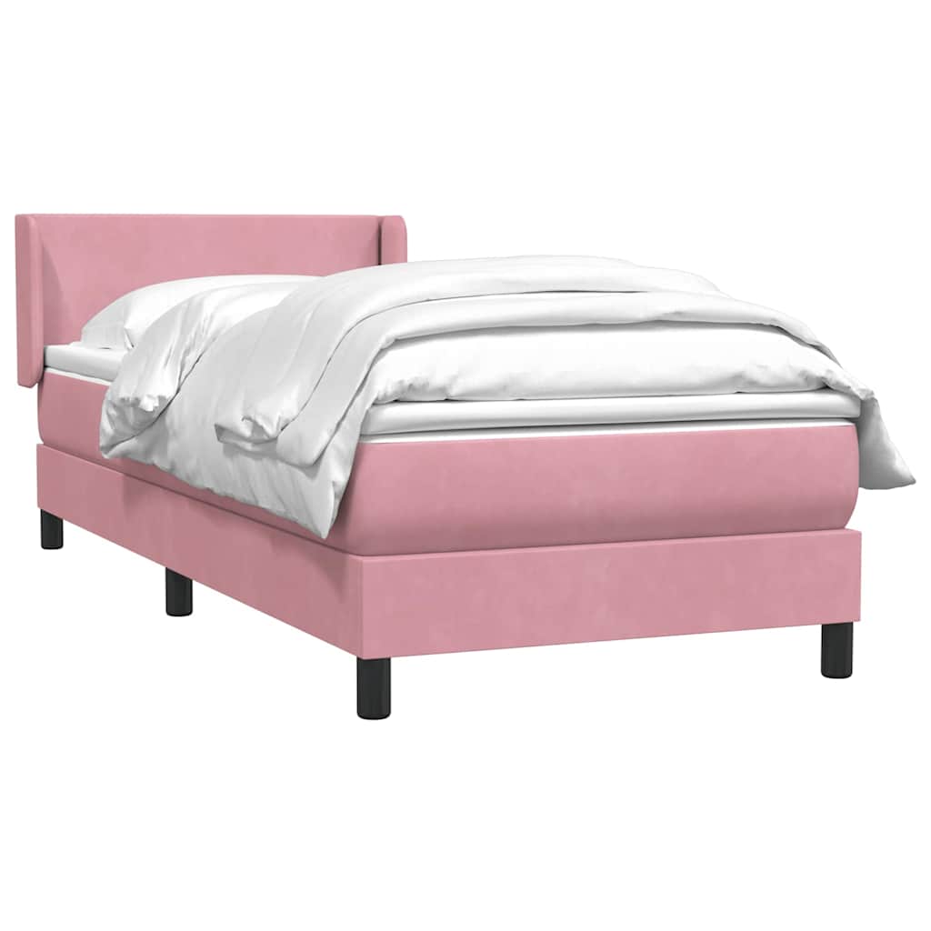 Giroletto a Molle con Materasso-Struttura Letto con Materasso Rosa 90x210 cm Velluto 414786