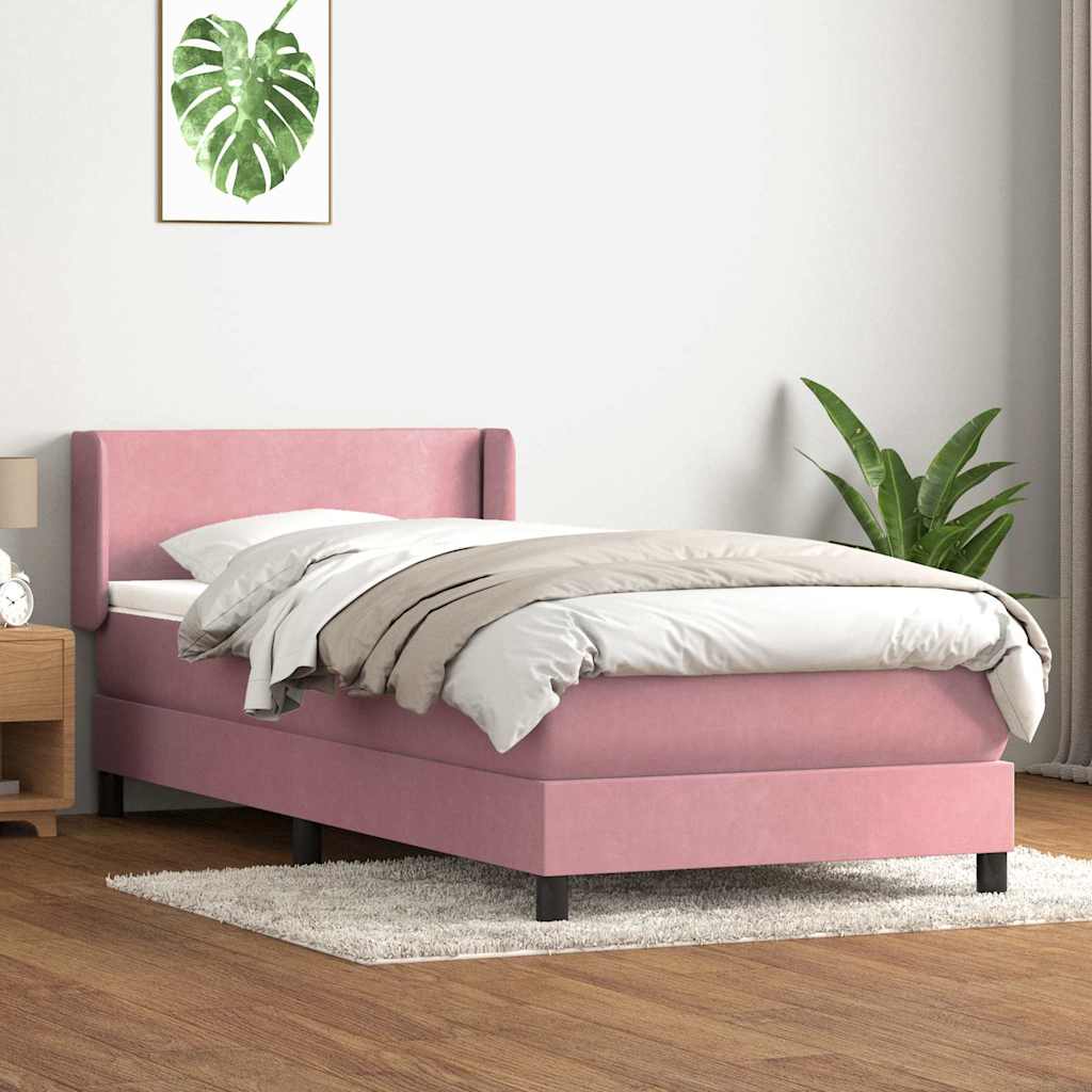 Giroletto a Molle con Materasso-Struttura Letto con Materasso Rosa 90x210 cm Velluto 414786