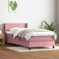 Giroletto a Molle con Materasso-Struttura Letto con Materasso Rosa 90x210 cm Velluto 414786