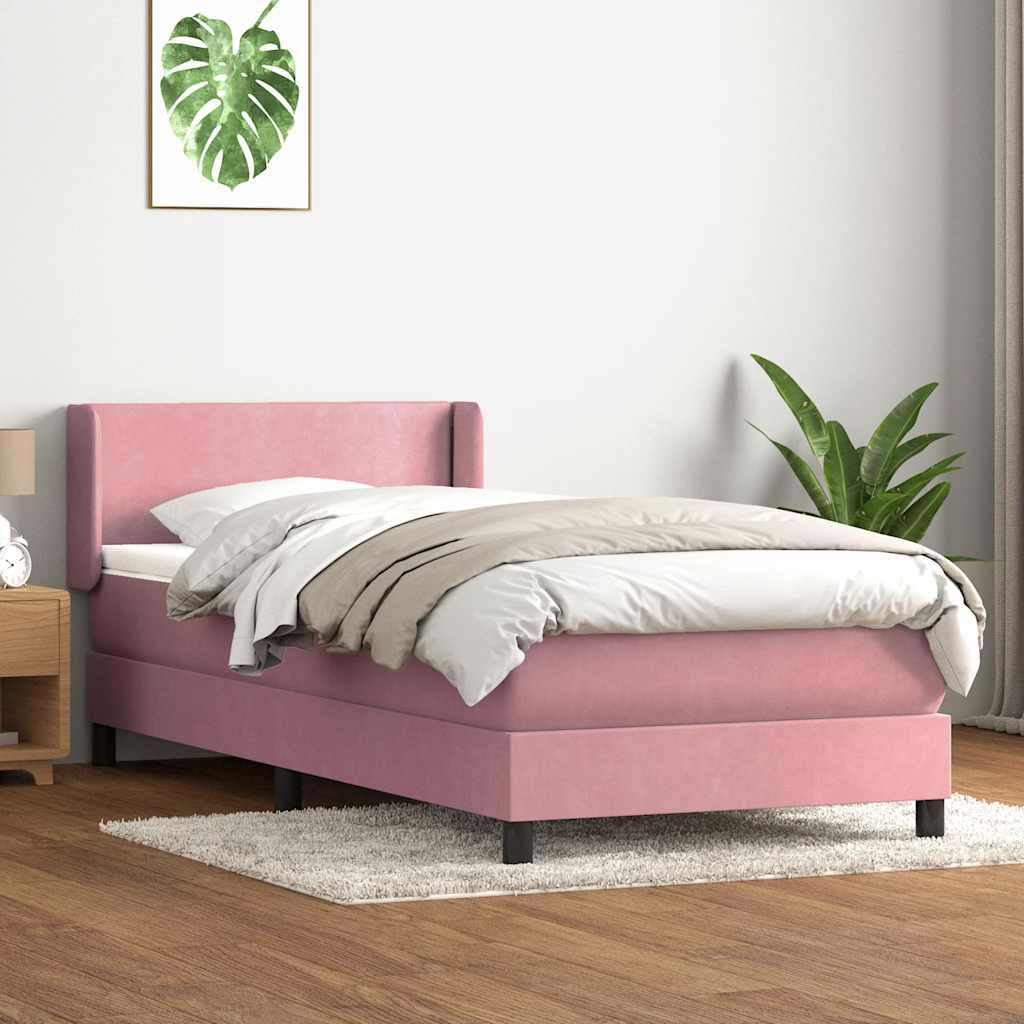 vidaXL Giroletto a Molle con Materasso Rosa 90x220 cm Velluto