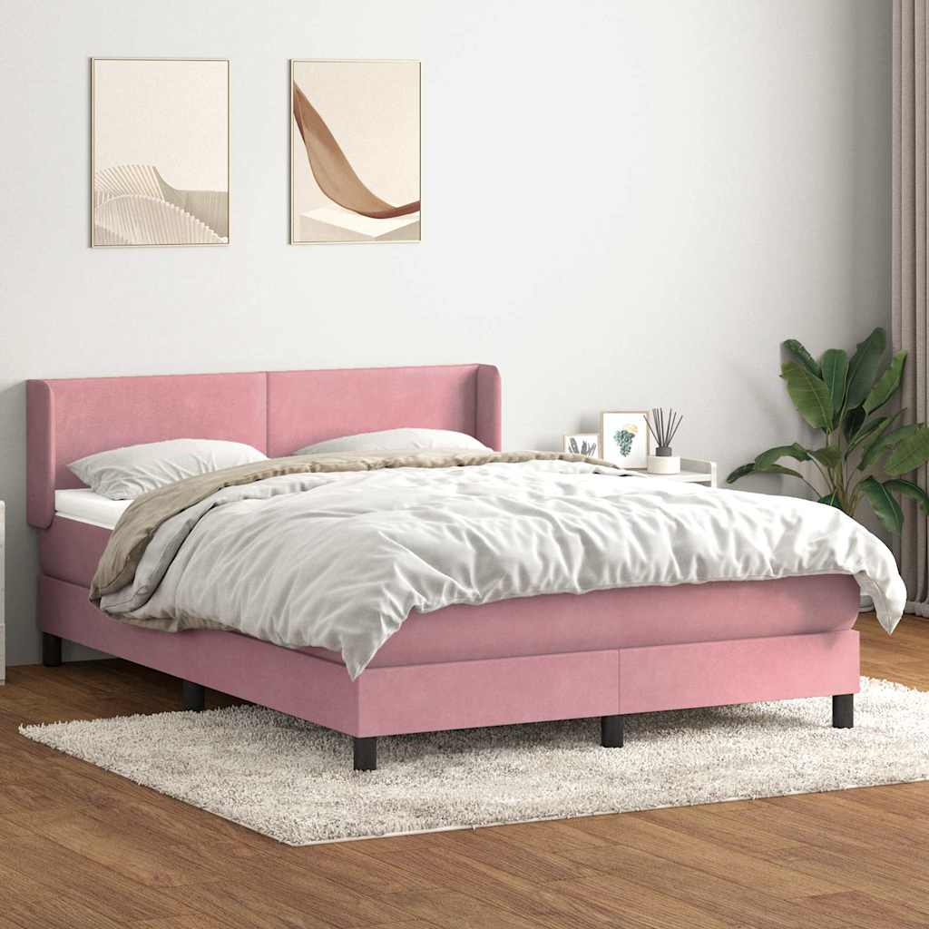 vidaXL Giroletto a Molle con Materasso Rosa 140x220 cm in Velluto