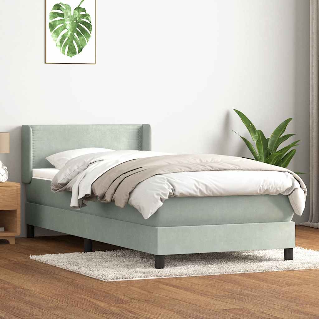 vidaXL Giroletto a Molle con Materasso Grigio Chiaro 90x220 cm Velluto