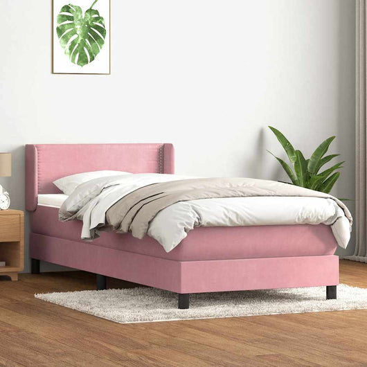 vidaXL Giroletto a Molle con Materasso Rosa 100x220 cm in Velluto