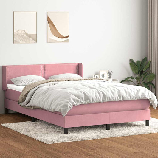 vidaXL Giroletto a Molle con Materasso Rosa 160x220 cm in Velluto